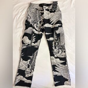 Rebel Vengeance Skeleton Wing Pants Men’s Cargo Goth Y2K Streetwear Punk NWT